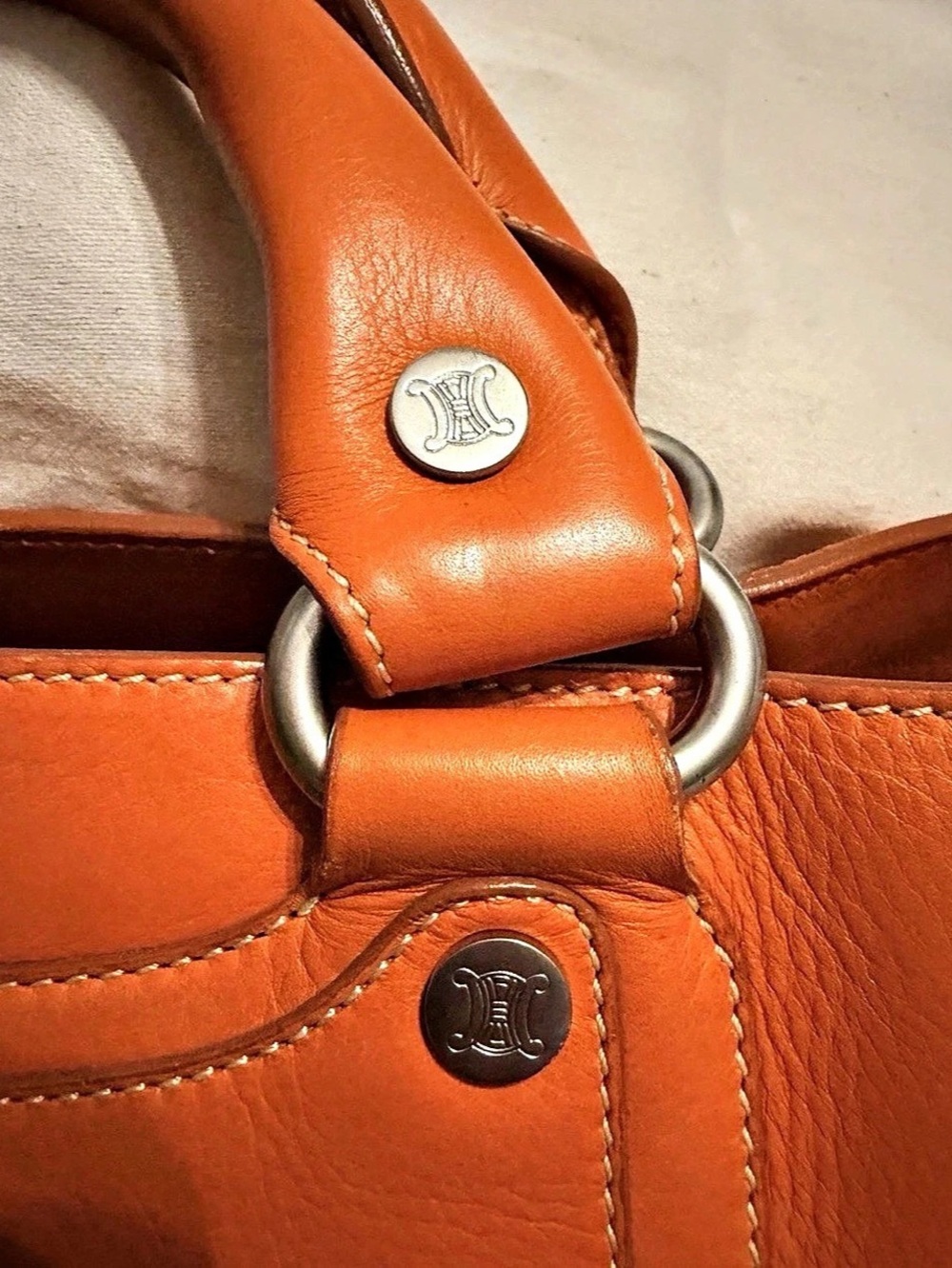 Celine Boogie Bag Orange Leather Tote - Picture 4 of 11